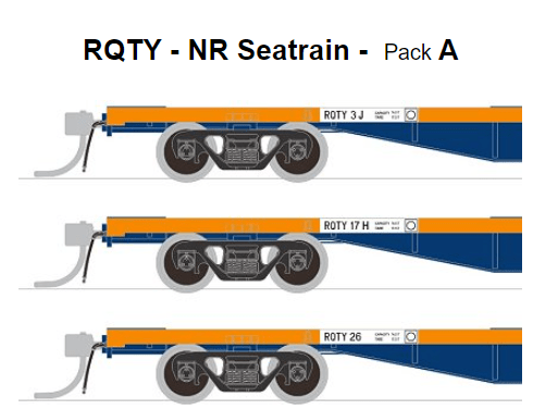 SDS Models HO RQTY 63ft Container Wagon NR Seatrain Pack A (3 Pack) SDS Models TRAINS - HO/OO SCALE