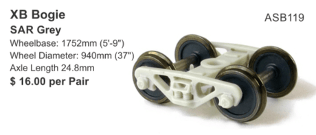 SDS Models HO XB Bogie SAR Grey Pair SDS Models TRAINS - HO/OO SCALE