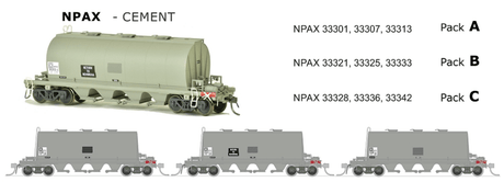 SDS Models NPAX Hopper Wagon Cement Grime Pack B (3) SDS Models TRAINS - HO/OO SCALE