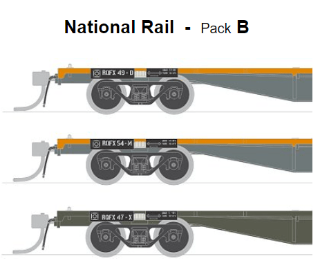 SDS Models QMX 63ft Container Wagon RQFX National Rail Pack B (3 Pack) SDS Models TRAINS - HO/OO SCALE