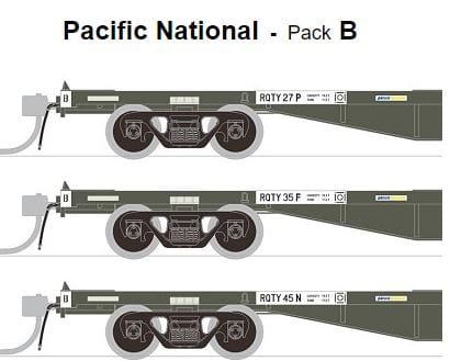 SDS Models RQTY 63ft Container Wagon Pacific National Pack B (3 Pack) SDS Models TRAINS - HO/OO SCALE
