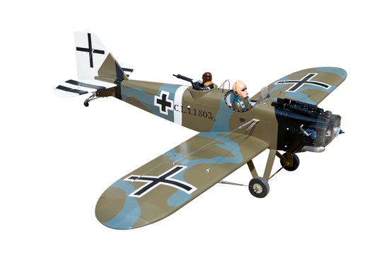 Detailed model of Seagull Sea275 Junkers Cl1G Buyu World War I-era German reconnaissance plane, with realistic markings and pilots.