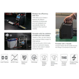 Compact SKY RC T200 AC/DC charger with dual outputs, versatile for charging various battery types, and portable design for convenient use.