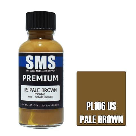 SMS PL106 Premium Acrylic Lacquer Us Pale Brown Fs30140 30ml Scale Modellers Supply PAINT, BRUSHES & SUPPLIES
