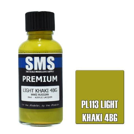 SMS PL113 Premium Acrylic Lacquer Light Khaki 4BG 30ml Scale Modellers Supply PAINT, BRUSHES & SUPPLIES