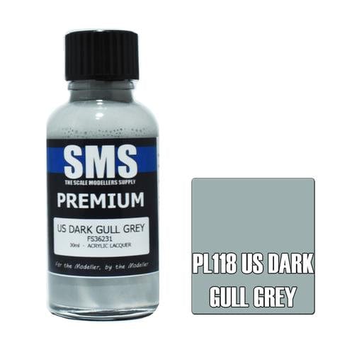 SMS PL118 Premium Acrylic Lacquer US Dark Gull Grey 30ml Scale Modellers Supply PAINT, BRUSHES & SUPPLIES