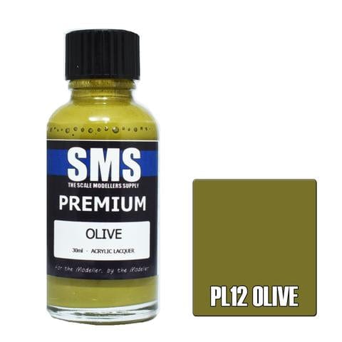 SMS PL12 Premium Acrylic Lacquer Olive 30ml Scale Modellers Supply PAINT, BRUSHES & SUPPLIES