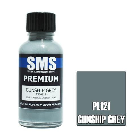 SMS PL121 Premium Acrylic Lacquer Gunship Grey 30ml Scale Modellers Supply PAINT, BRUSHES & SUPPLIES
