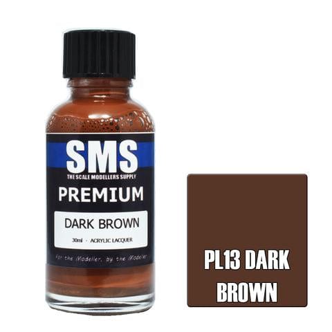 SMS PL13 Premium Acrylic Lacquer Dark Brown 30ml Scale Modellers Supply PAINT, BRUSHES & SUPPLIES