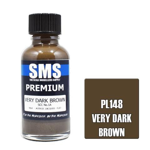 SMS PL148 Premium Acrylic Lacquer Very Dark Brown SCC No.1A 30ml Scale Modellers Supply PAINT, BRUSHES & SUPPLIES