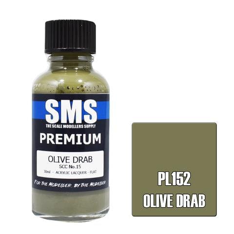 SMS PL152 Premium Acrylic Lacquer Olive Drab SCC No.15 30ml Scale Modellers Supply PAINT, BRUSHES & SUPPLIES