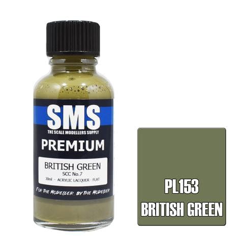 SMS PL153 Premium Acrylic Lacquer British Green SCC No.7 30ml Scale Modellers Supply PAINT, BRUSHES & SUPPLIES