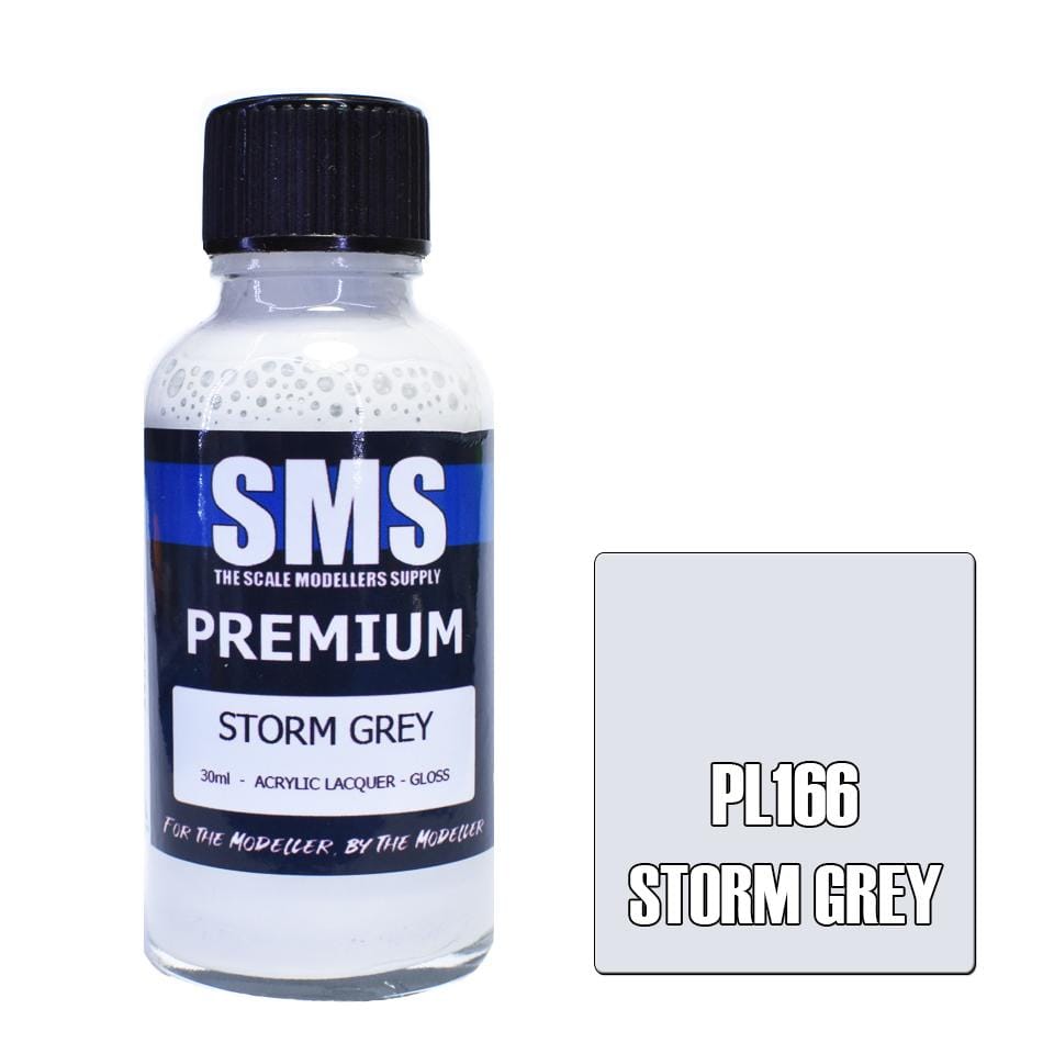 SMS PL166 Premium Acrylic Lacquer Storm Grey 30ml Scale Modellers Supply PAINT, BRUSHES & SUPPLIES