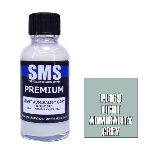 SMS PL169 Premium Acrylic Lacquer Light Admiralty Grey 30ml Scale Modellers Supply PAINT, BRUSHES & SUPPLIES