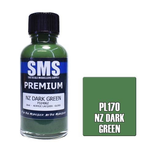 SMS PL170 Premium Acrylic Lacquer NZ Dark Green 30ml Scale Modellers Supply PAINT, BRUSHES & SUPPLIES