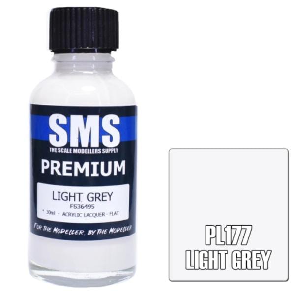 SMS PL177 Premium Acrylic Lacquer Light Grey 30ml Scale Modellers Supply PAINT, BRUSHES & SUPPLIES