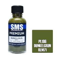 SMS PL186 Acrylic Lacquer Dunkelgrun Rlm71 30ml Scale Modellers Supply PAINT, BRUSHES & SUPPLIES