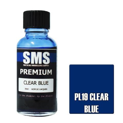 SMS PL19 Premium Acrylic Lacquer Clear Blue 30ml Scale Modellers Supply PAINT, BRUSHES & SUPPLIES