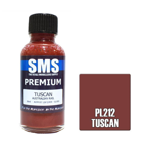 SMS PL212 Premium Acrylic Lacquer Tuscan 30ml Scale Modellers Supply PAINT, BRUSHES & SUPPLIES