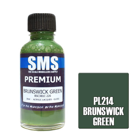 SMS PL214 Premium Acrylic Lacquer Brunswick Green 30ml Scale Modellers Supply PAINT, BRUSHES & SUPPLIES