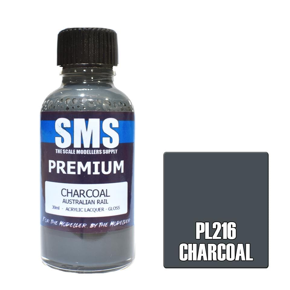 SMS PL216 Premium Acrylic Lacquer Charcoal 30ml Scale Modellers Supply PAINT, BRUSHES & SUPPLIES