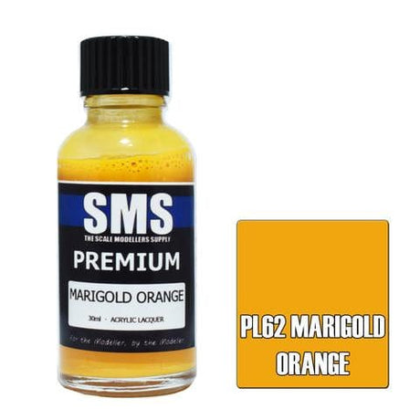 SMS PL62 Premium Acrylic Lacquer Mairgold Orange 30ml Scale Modellers Supply PAINT, BRUSHES & SUPPLIES
