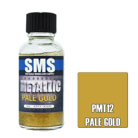 SMS PMT12 Premium Acrylic Lacquer Metallic Pale Gold 30ml Scale Modellers Supply PAINT, BRUSHES & SUPPLIES