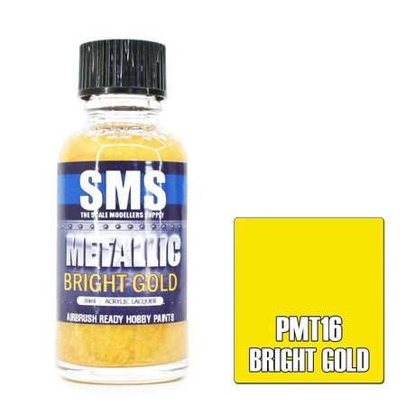 SMS PMT16 Metallic Acrylic Lacquer Bright Gold 30ml - Hobbytech Toys