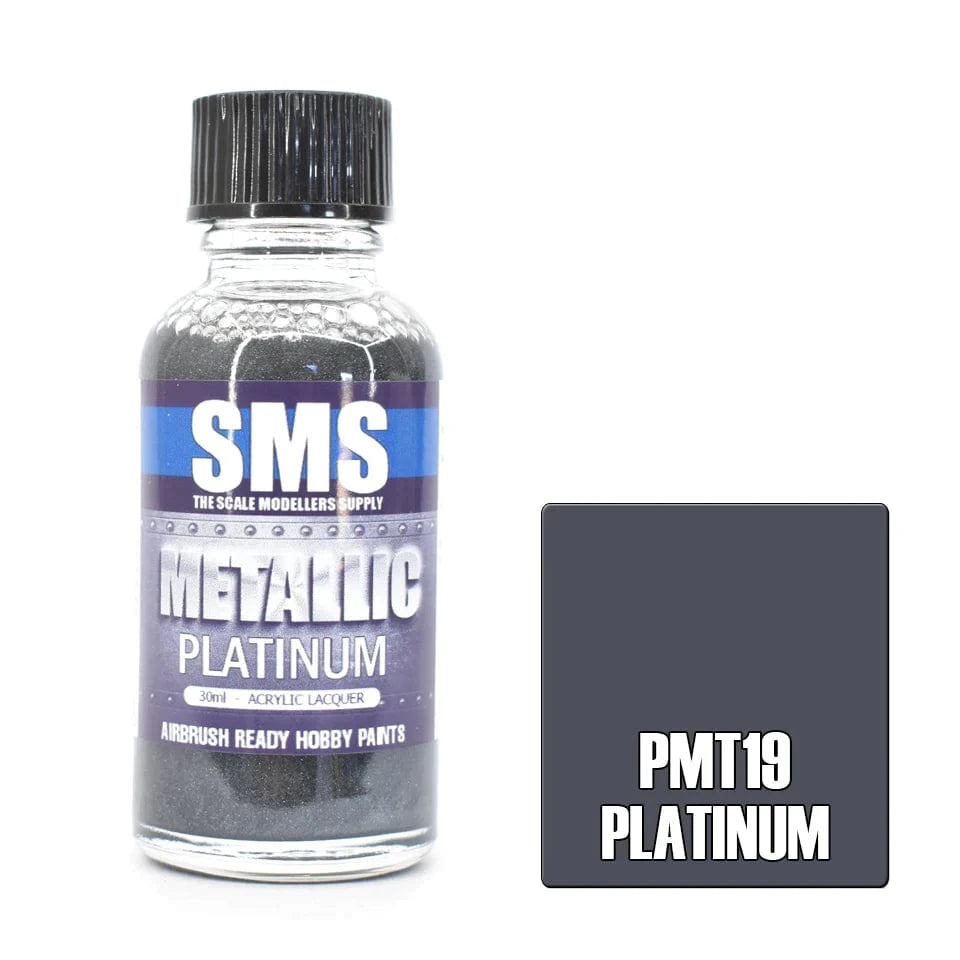 SMS PMT19 Metallic Acrylic Lacquer Platinum 30ml - Hobbytech Toys