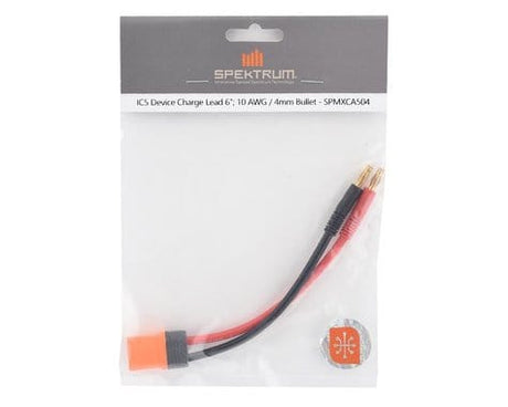 Spektrum IC5 Device Charge Lead 6inch, 10 AWG / 4mm Bullet Spektrum ELECTRIC ACCESSORIES