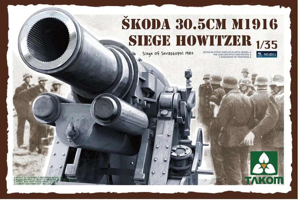 Takom 1/35 Skoda 30.5cm M1916 Siege Howitzer Plastic Model Kit [2011] - Hobbytech Toys