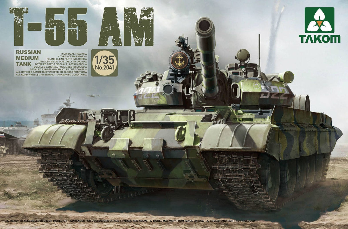 Takom 2041 1/35 Russian Medium Tank T-55 AM Plastic Model Kit Takom PLASTIC MODELS