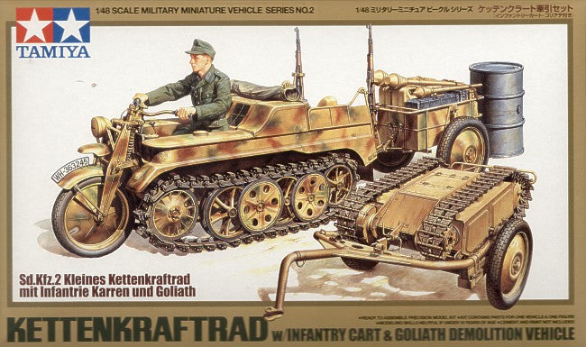 Tamiya 1/48 Kettenkraftrad With Infantry Cart And Goliath Demo Vehicle Tamiya PLASTIC MODELS