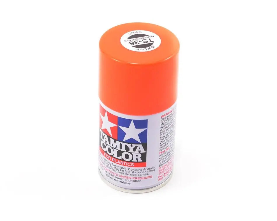 Tamiya TS-36 Spray Fluorescent Red Tamiya PAINT, BRUSHES & SUPPLIES