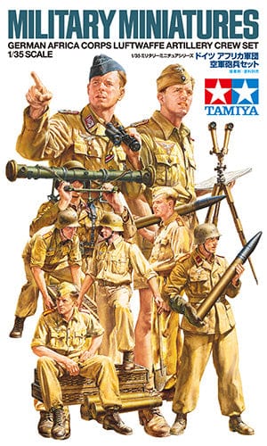 Tamiya 1/35 German Africa Corps Luftwaffe Artillery Crew Set Military Miniatures Tamiya PLASTIC MODELS