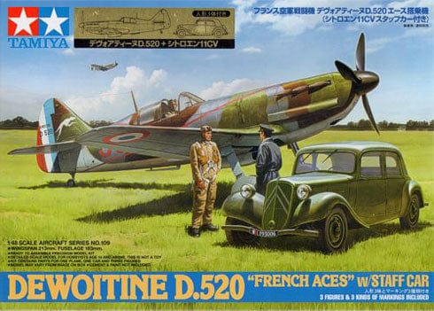 Tamiya 1/48 Dewoitine D.520 French Aces W/Staff Car Tamiya PLASTIC MODELS