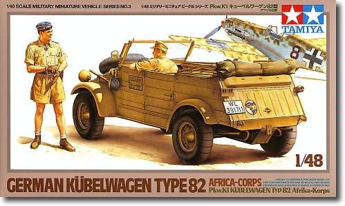 Tamiya 1/48 German Kubelwagen Type 82 Africa-Corps Tamiya PLASTIC MODELS