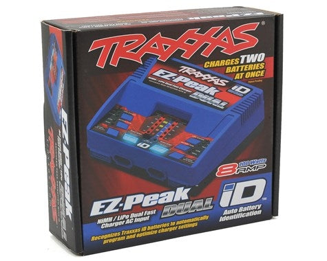 Sleek Traxxas EZ-Peak Dual Nimh/Lipo 8 Amp Charger (2S/3S Lipo), featuring a compact, high-performance design for efficient battery charging.