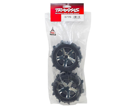 Traxxas 3776 2.8in Pre-Mounted Paddle Tires w/All-Star Nitro Rear Wheels (2) (Black Chrome) Traxxas RC CARS - PARTS