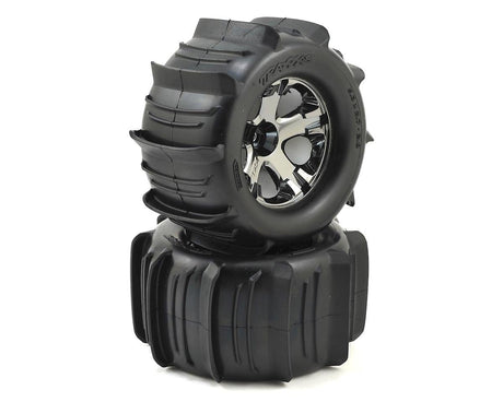 Traxxas 4175 Paddle Tires 2.8in Pre-Mounted w/All-Star Nitro Front Wheels (2) (Black Chrome) Traxxas RC CARS - PARTS