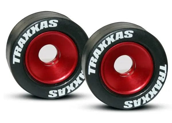 Traxxas 5186 Wheelie Bar Wheels Alum Red Anodized