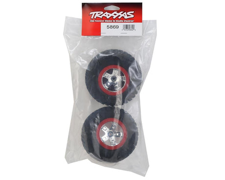 Traxxas 5869 Pre-Mounted BFGoodrich KM2 Tire w/Chrome Wheel (2) (Front) (Chrome/Red) Traxxas RC CARS - PARTS
