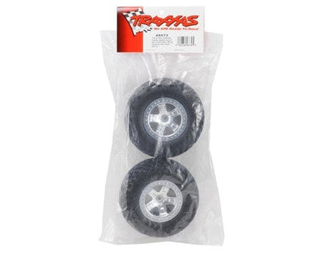 Traxxas 5873 Slash Satin Chrome Rear Tire & Wheel (2) Traxxas RC CARS - PARTS