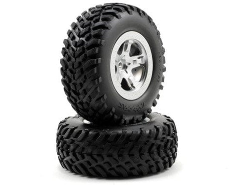 Traxxas 5873 Slash Satin Chrome Rear Tire & Wheel (2) Traxxas RC CARS - PARTS