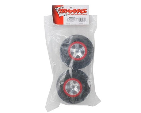 Traxxas 5873A Slash Rear Satin Chrome/Red Wheels & Tyres (2) Traxxas RC CARS - PARTS