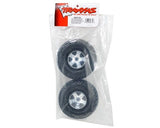 Traxxas 5873X Slash Rear Satin Chrome Wheels & Tyres (2) Traxxas RC CARS - PARTS