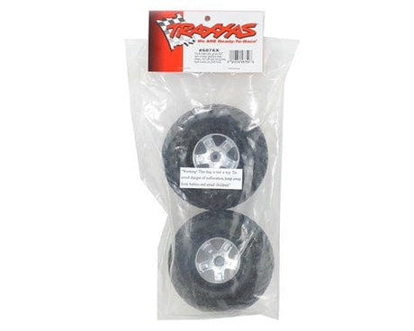 Traxxas 5875X Slash Satin Chrome/Black Front Wheels & Tyres (2) Traxxas RC CARS - PARTS