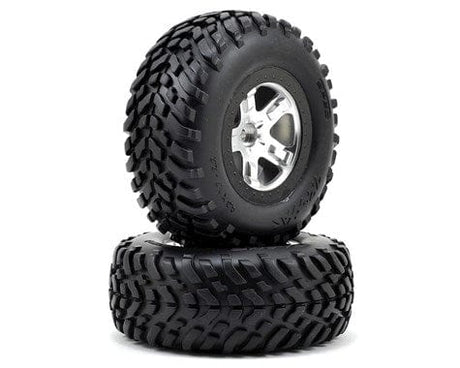 Traxxas 5875X Slash Satin Chrome/Black Front Wheels & Tyres (2) Traxxas RC CARS - PARTS