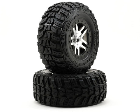 Traxxas 5882 Kumho Venture MT Front Tires (2) (Satin Chrome) (Standard) w/Split-Spoke Front Wheel Traxxas RC CARS - PARTS