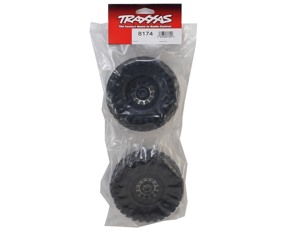 Traxxas 8174 TRX-4 Pre-Mounted Canyon Trail 1.9in Crawler Tires w/Method 105 Black Chrome Wheels (2pcs) Traxxas RC CARS - PARTS